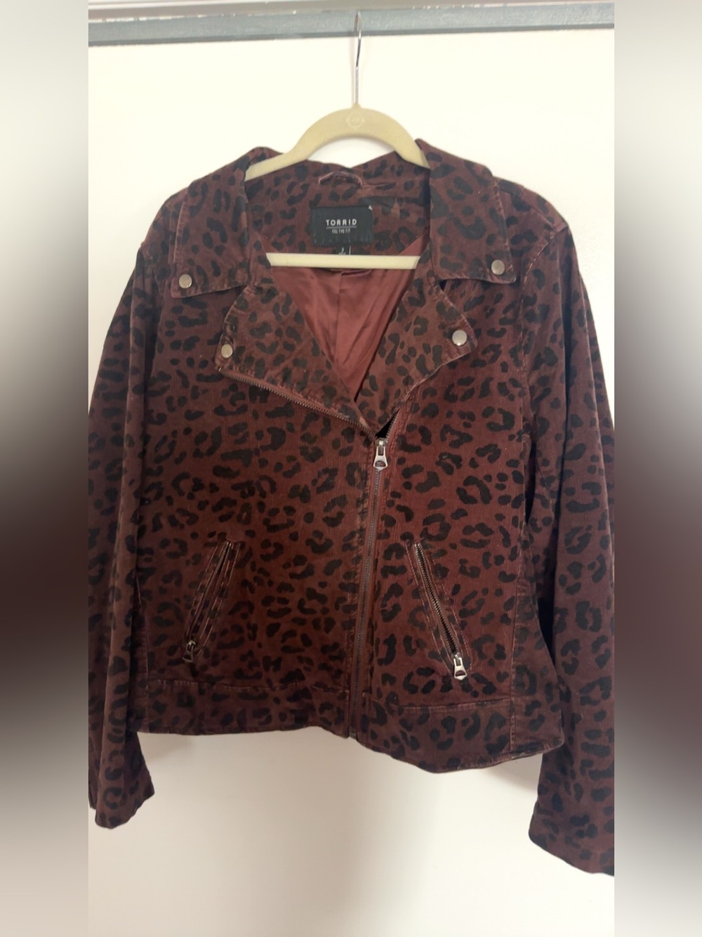 torrid Brown Leopard-Print Moto Jacket